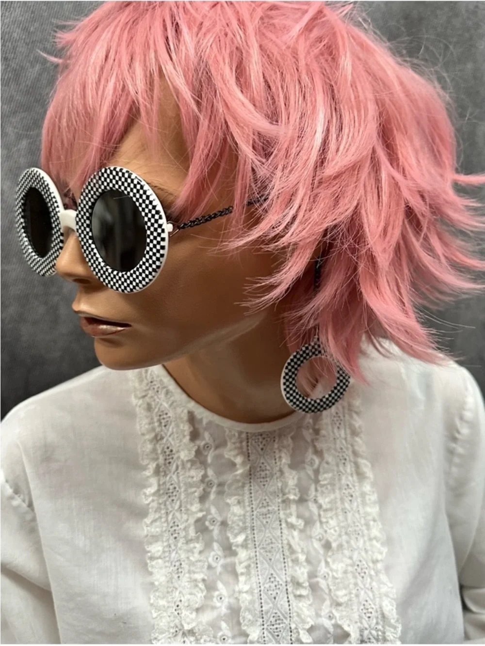Vintage Round Sunglasses Dangle Earrings Chain  ‘80s Novelty Women’s